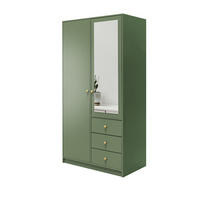 DREHTÜRENSCHRANK GALIO 100/200/57,5 cm 2-türig mit Spiegel Grün - Grün, Holzwerkstoff (100/200/57.5cm) - MASSENO