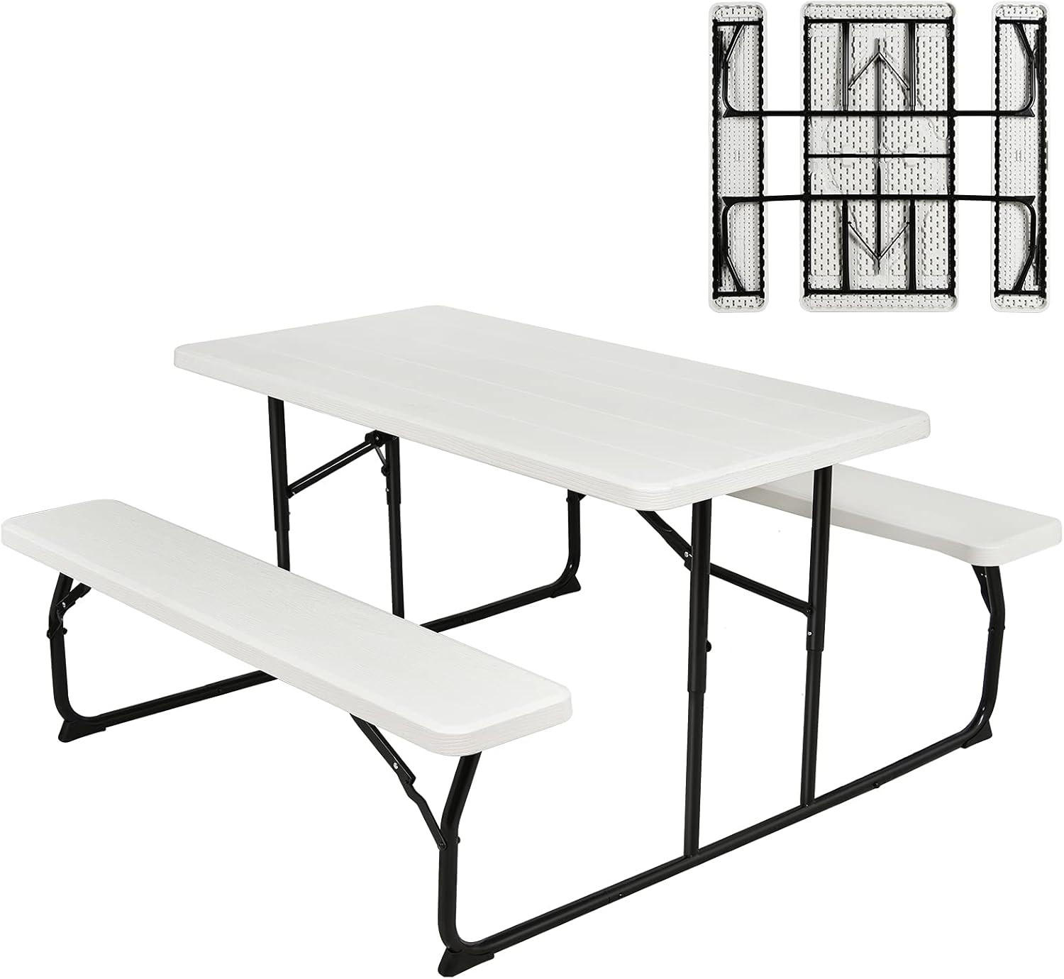 PICKNICKTISCH Klappbarer Weiß - Weiß, Metall - COSTWAY