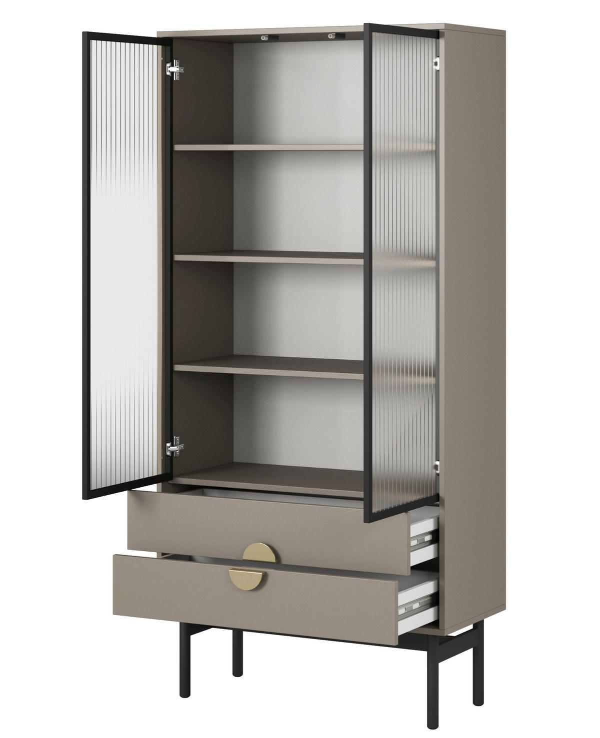 VITRINE Stoon II Steingrau 85 cm - šedá/černá, kov/kompozitní dřevo (85/179/41cm) - Selsey