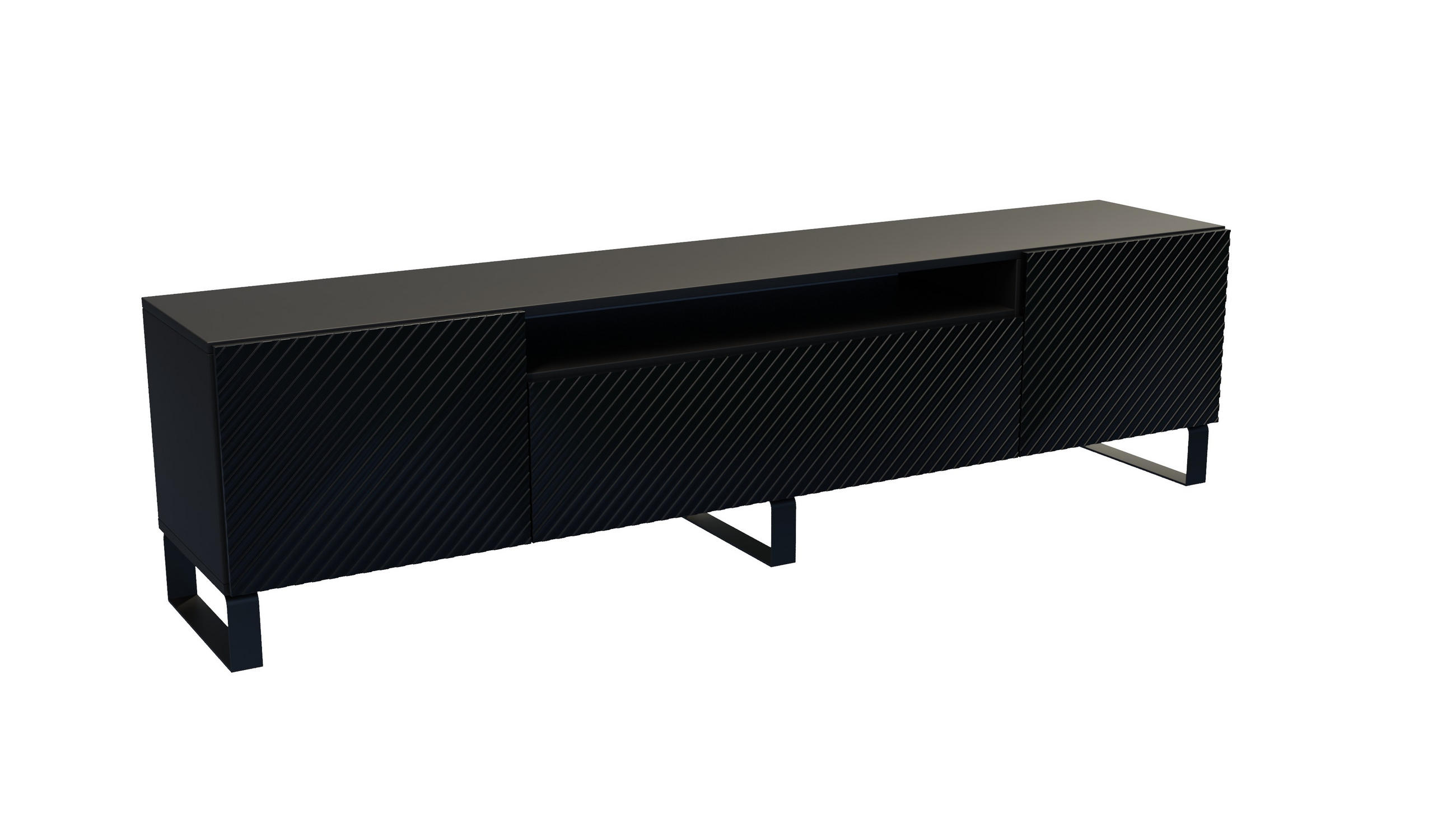 Meblini TV-SCHRANK Schwarz 200cm × 41cm × 53cm