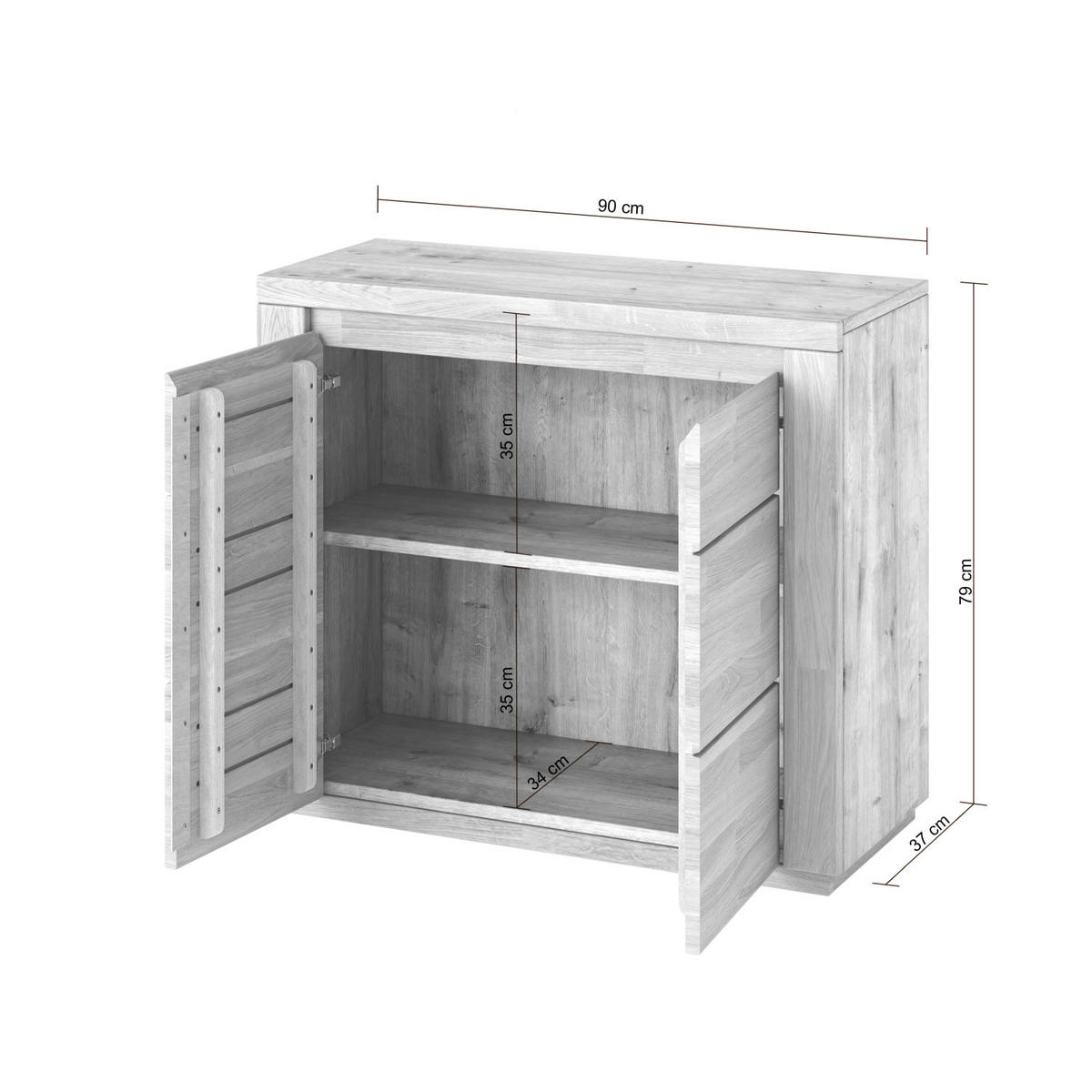 KOMMODE Skagen - Eichefarben, Holz (35/80/90cm) - kiki design