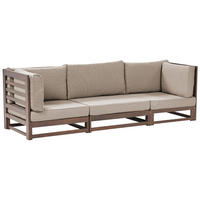 GARTENSOFA 3-Sitzer zertifiziertes Akazienholz dunkelbraun Auflagen taupe Trani - Dunkelbraun/Beige, Holz (235/72/75cm) - Beliani