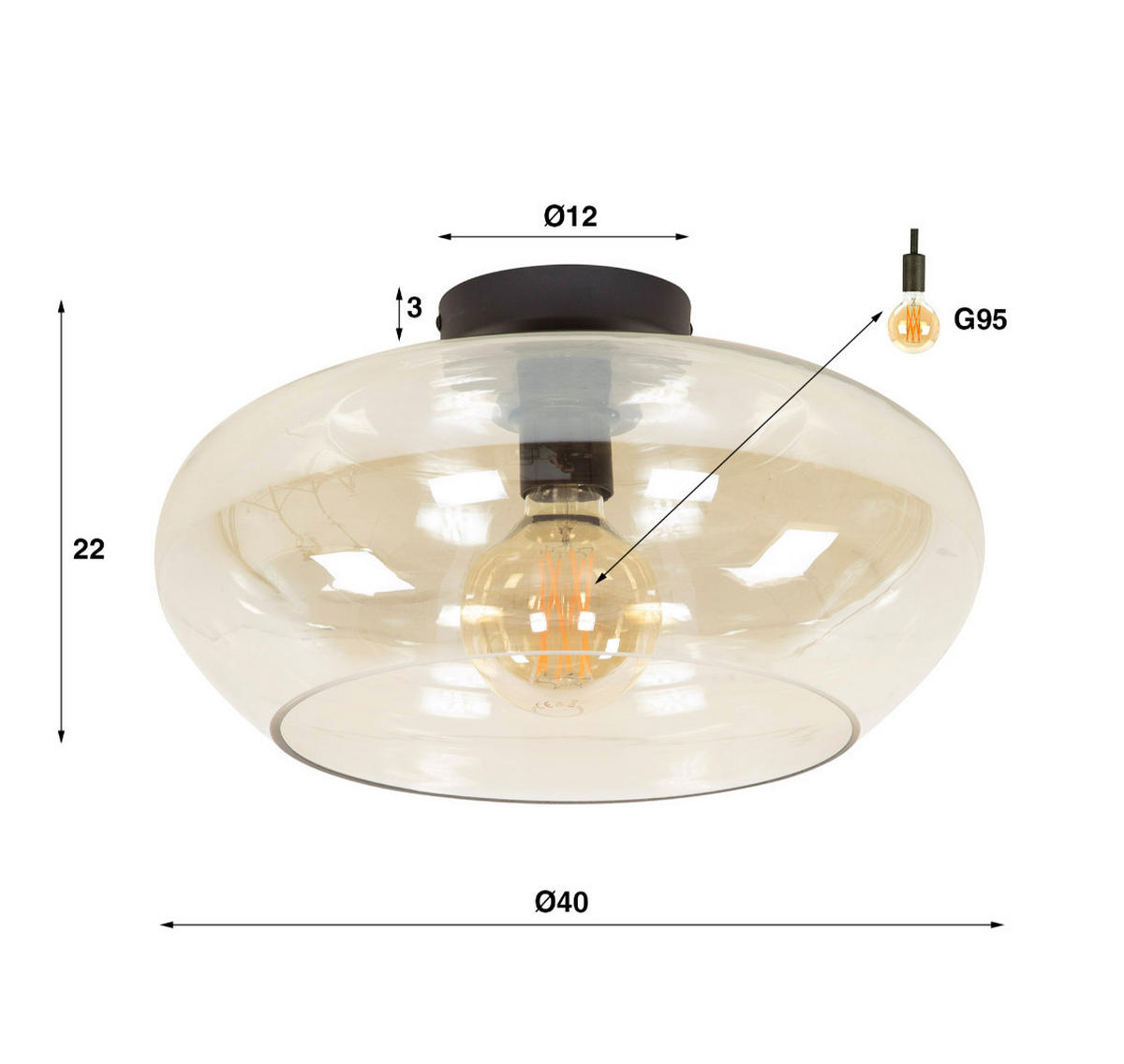 DECKENLEUCHTE Elevate Braun 40/40/22 cm - Braun, Glas (40/40/22cm) - Hoyz Collection