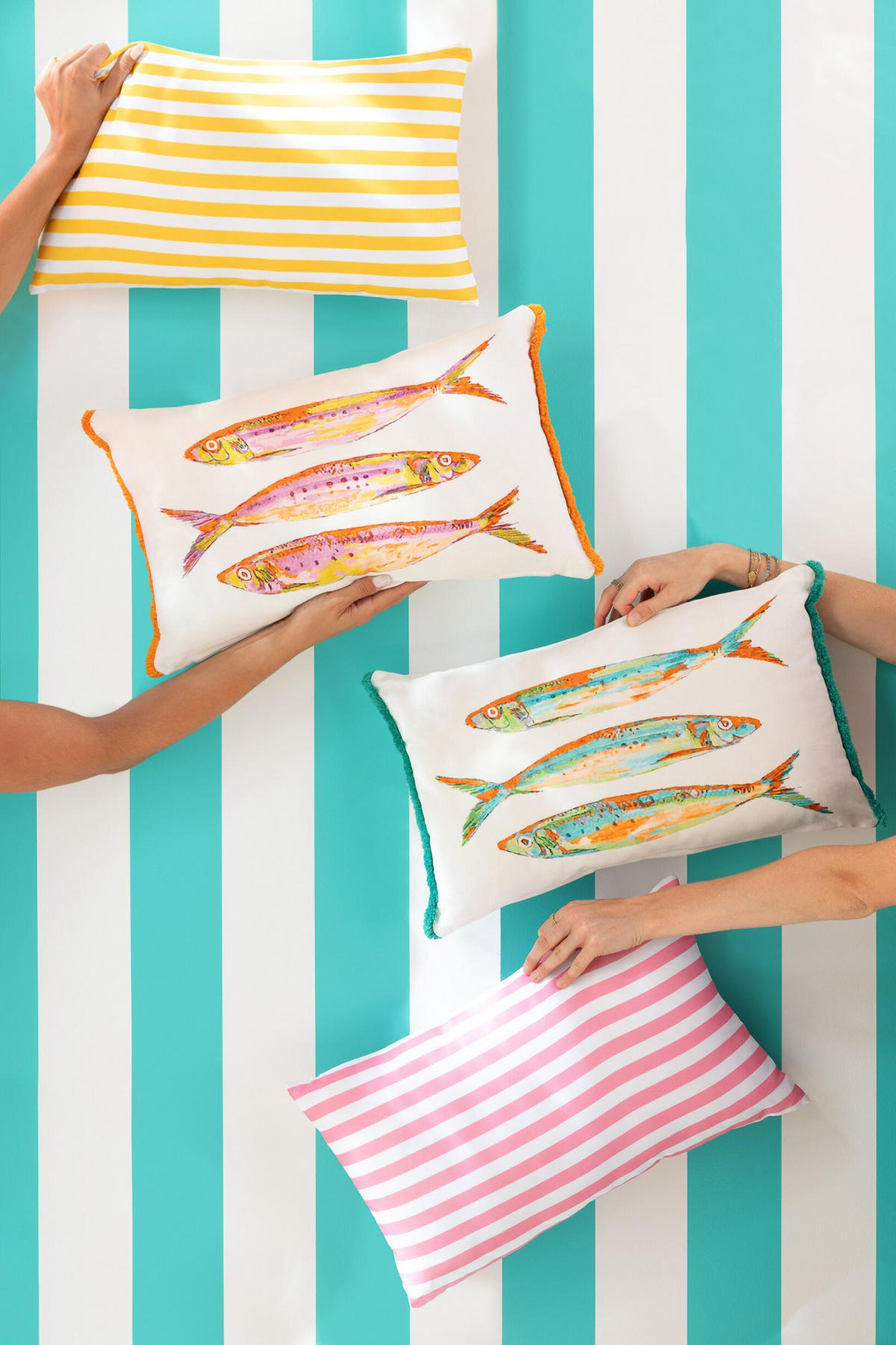 KISSEN AUßENREICH VIERECKIG GESTREIFT Multi - Multicolor, Textil (30/50cm) - J-Line