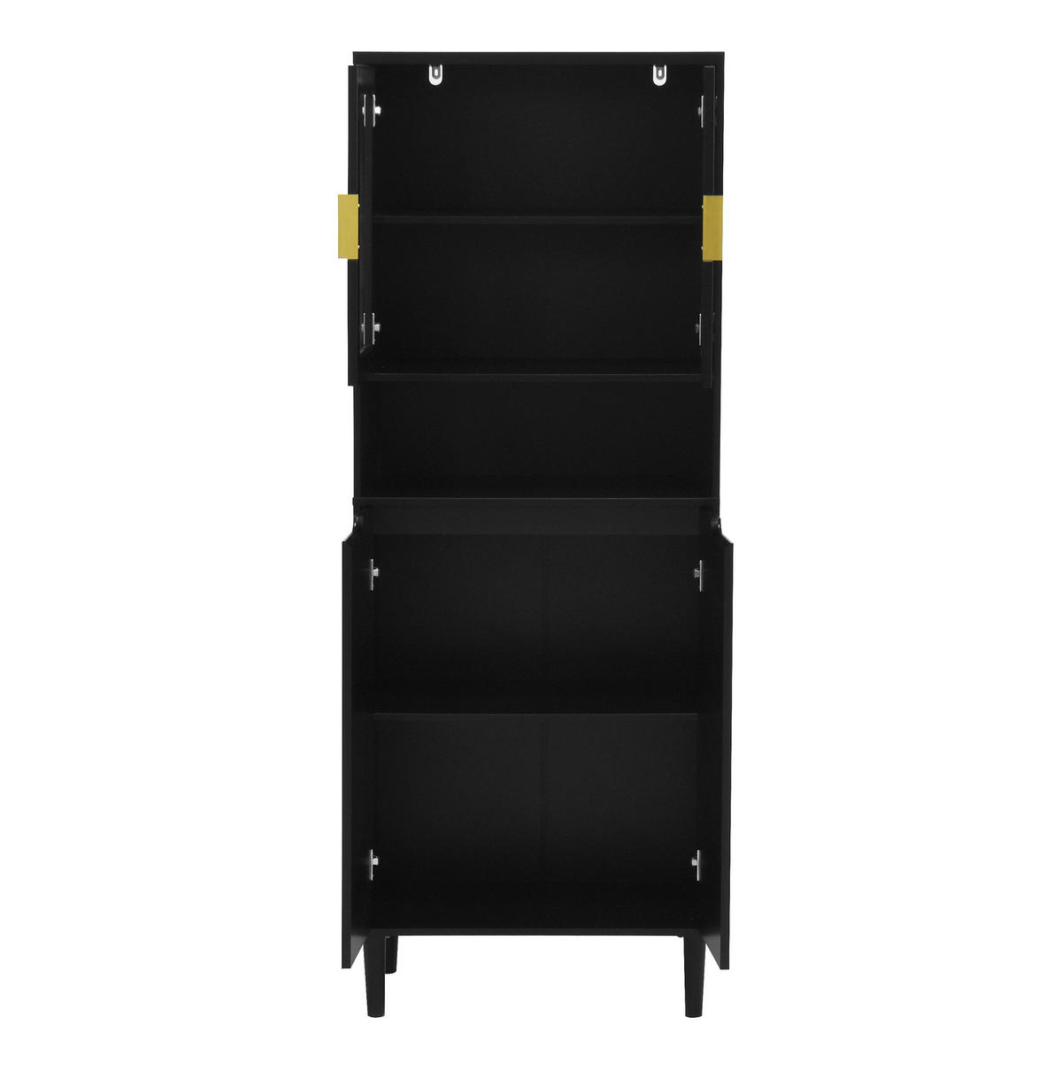 HOCHSCHRANK mit Glastüren, verstellbarem Einlegeboden und Kippschutz, vielseitiger Stauraum, Schwarz - Schwarz, Holzwerkstoff (60/160/35cm) - Redom