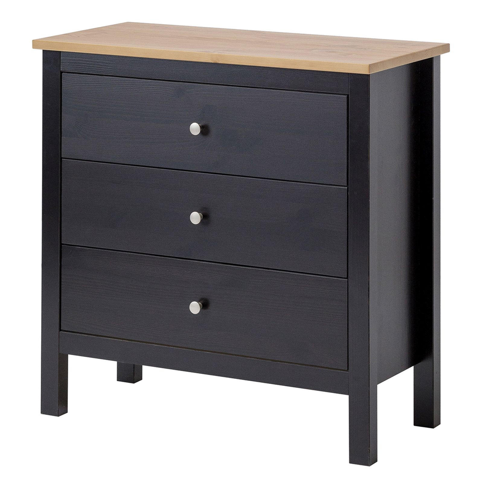 KOMMODE Massivholz 37/75/75 cm - Schwarz, Holz (75/75/37cm) - hagge home