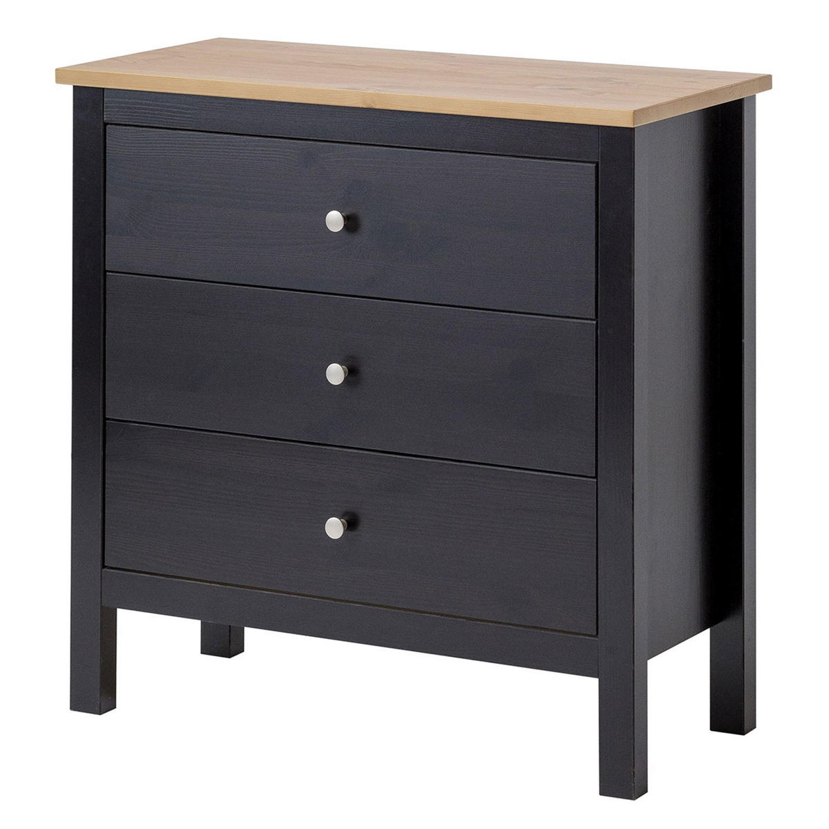 KOMMODE Massivholz 37/75/75 cm - Schwarz, Holz (75/75/37cm) - hagge home