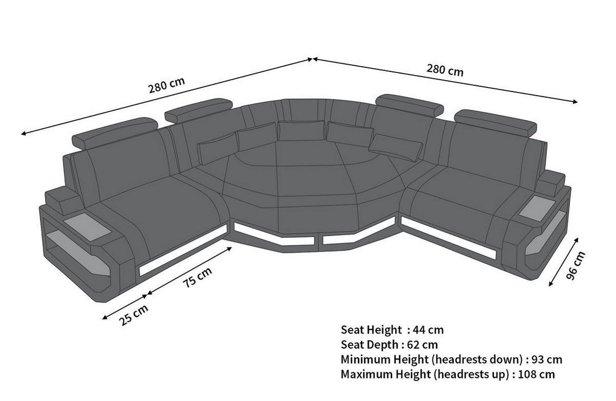 ECKSOFA Asti L Mini - Schwarz/Weiß, Leder (280/280cm) - Sofa Dreams