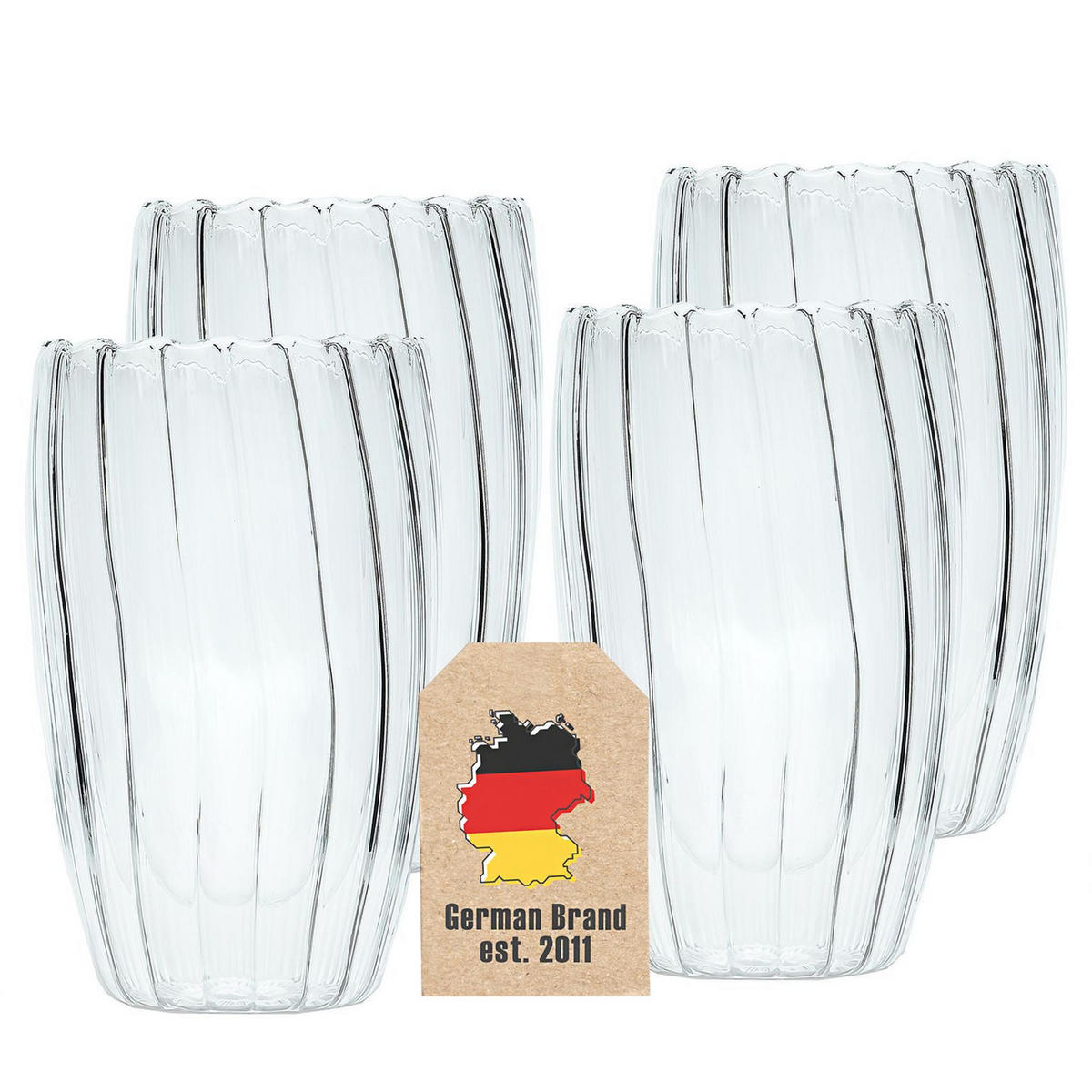 THERMO GLAS SET 350 ml (4-tlg) - Transparent, Glas - Intirilife