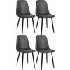 STUHL 4er Set Lederlook Dunkelgrau - Dunkelgrau/Schwarz, Textil/Metall (44/88/51cm) - CLP