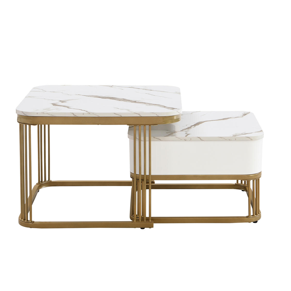 COUCHTISCHSET Weiß 60/60/45 cm - Weiß, Holzwerkstoff/Metall (60/60/45cm) - Urban Meuble