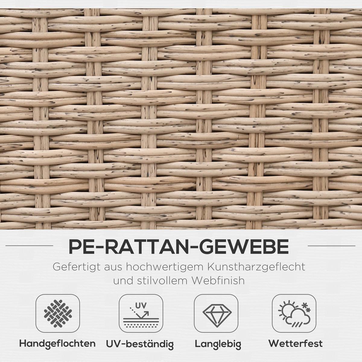 GARTENMÖBEL Set, Polyrattan, Stahl Braun - Braun, Metall - Outsunny