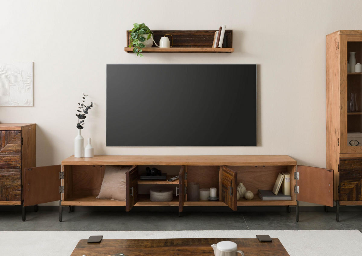TV-BOARD Altholz 240x40x63 natur lackiert LYON #121 - Naturfarben, Holz (240/63/40cm) - Massivmoebel24