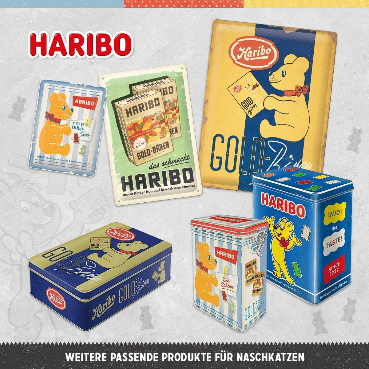 BLECHSCHILD 15/20 cm HARIBO Vintage GOLD-Bären - Multicolor, Metall (15/20/0.5cm) - Nostalgic-Art