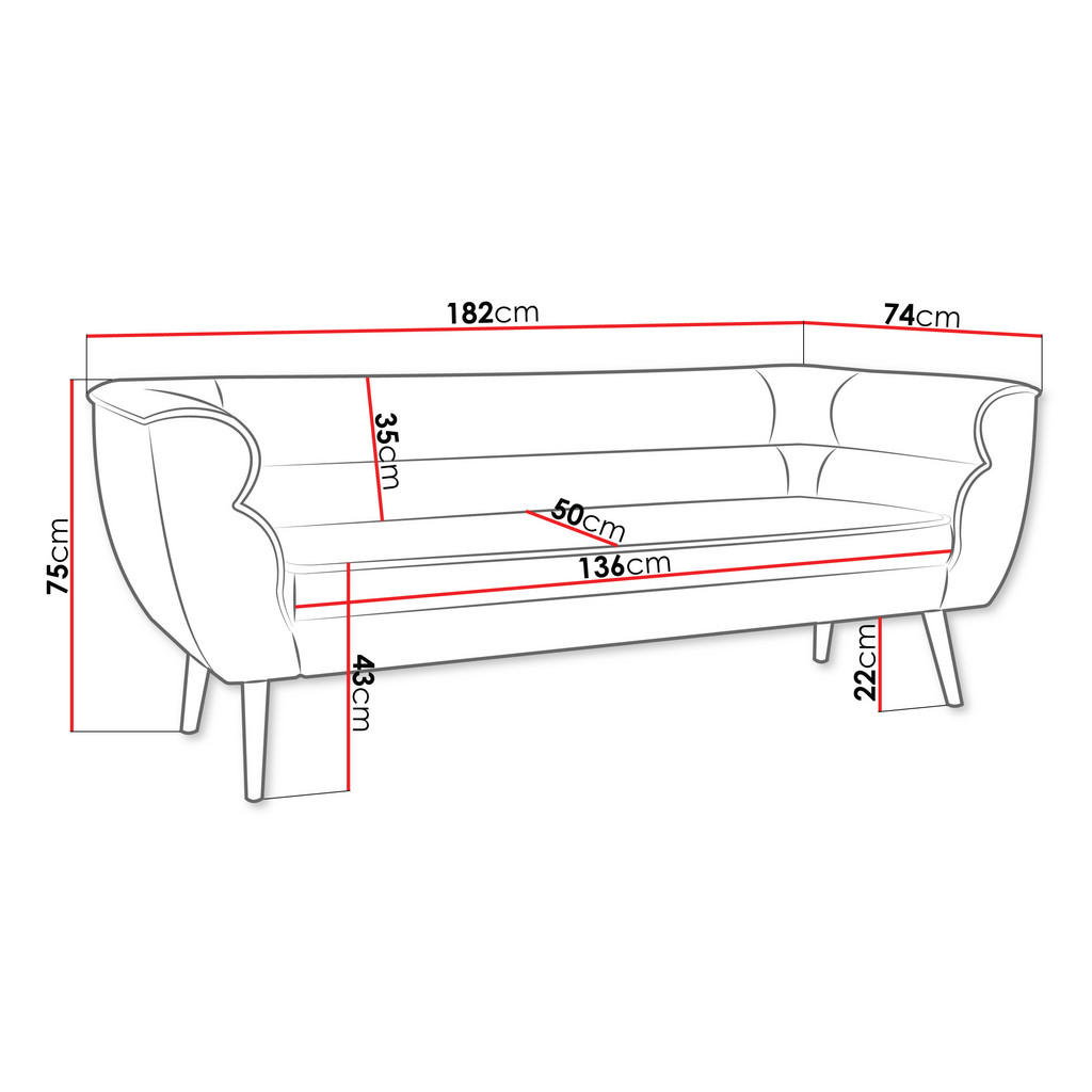 Thumbnail - Mirjan24 Sofa, Dunkelgrau, Textil, Kiefer, 3-Sitzer, Rechteckig, 182x75x74 cm, Wohnzimmer, Sofas & Couches, Sofas