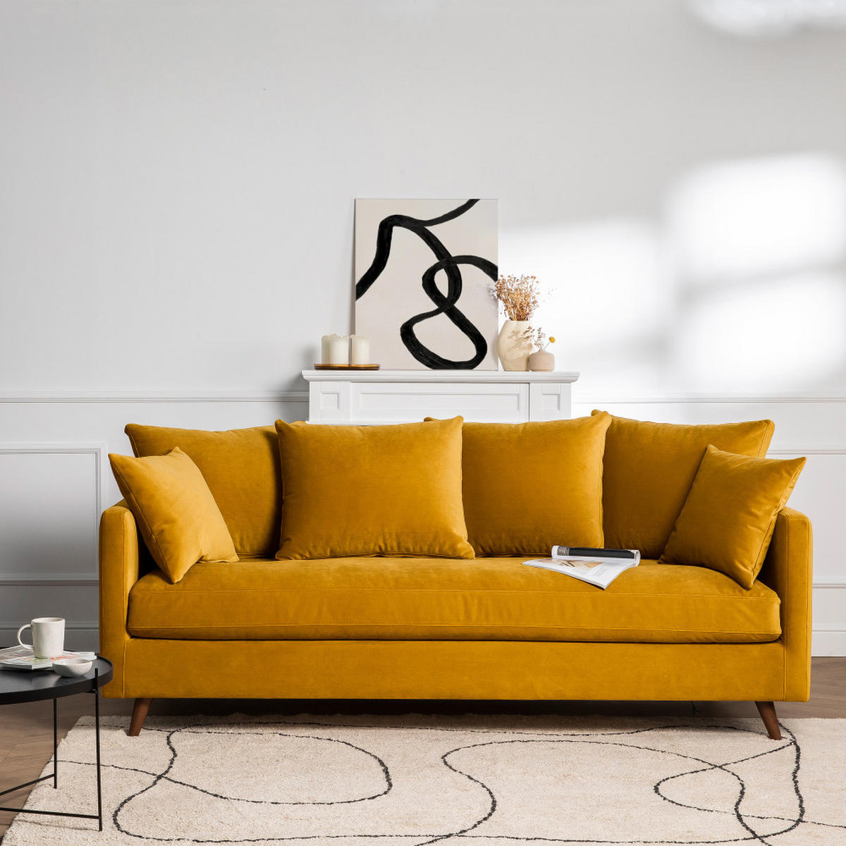 BETTSOFA - Senfgelb - Gelb, Textil (213/86/95cm) - Drawer