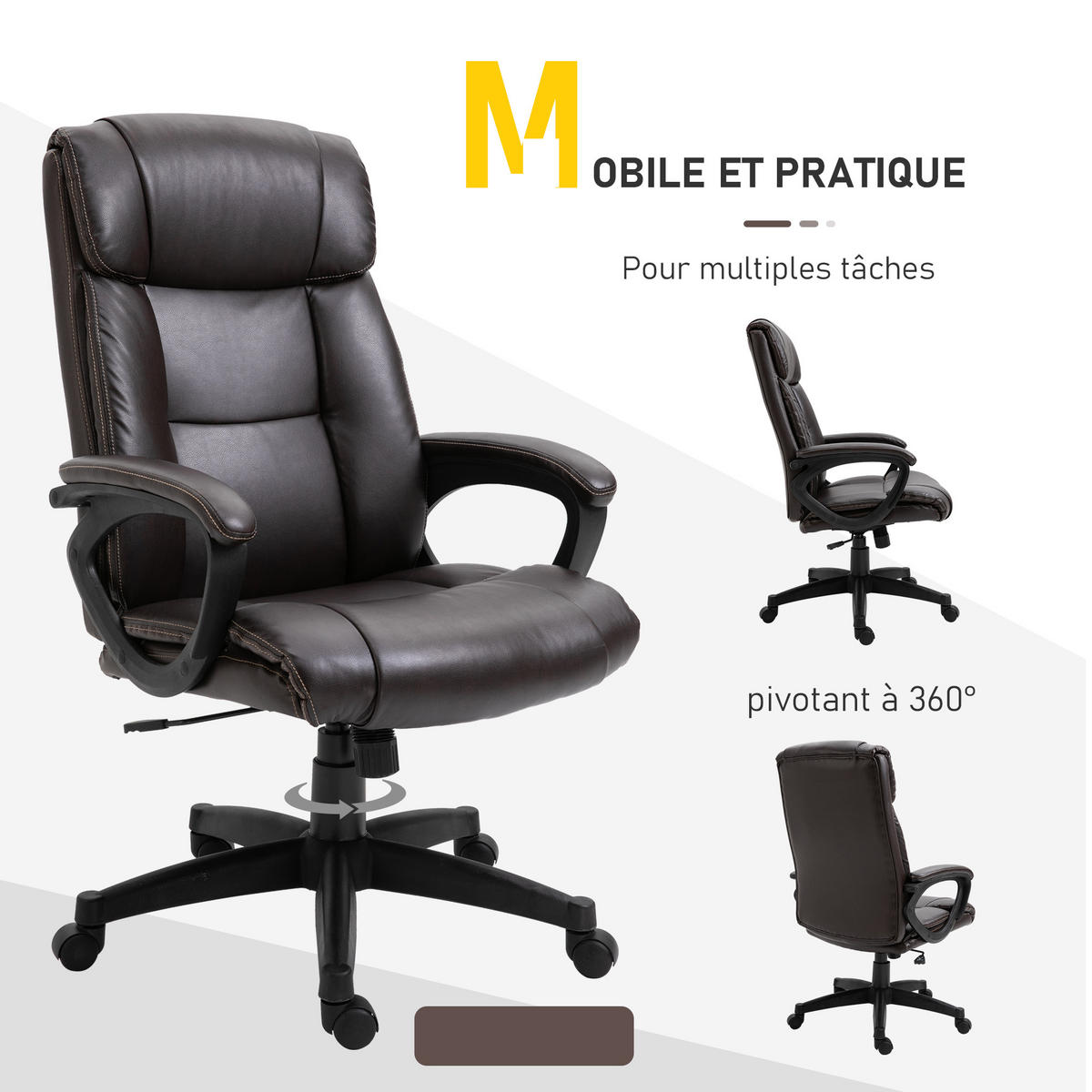 CHEFSESSEL DE-11873 mit Wippfunktion & höhenverstellbar Schokolade - Braun, Metall (73/115/64cm) - ComfortXL
