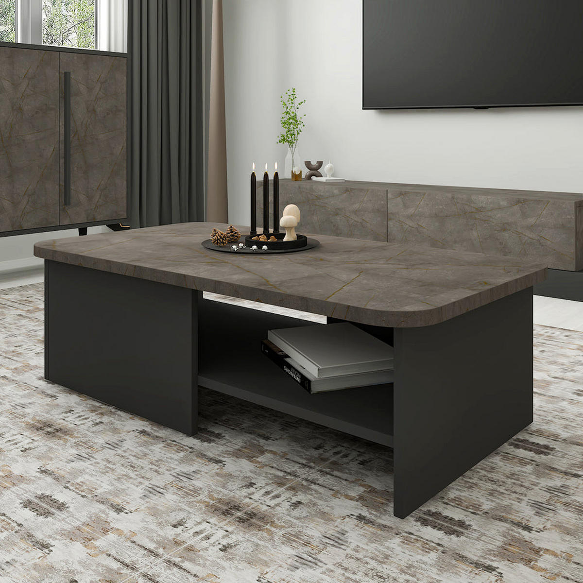 COUCHTISCH Majör Anthrazit 9895 - Anthrazit/Beige, Holzwerkstoff (60/90/31.8cm) - moebel17