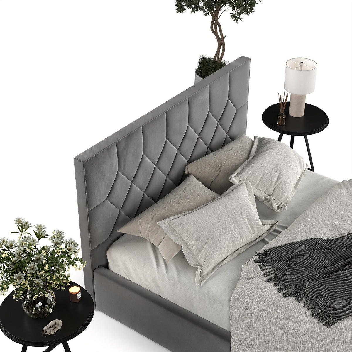 POLSTERBETT Brisa 140/200 cm Grau im Kronos Stoff - Schwarz/Naturfarben, Holz/Holzwerkstoff (140/200cm) - AltaBeds