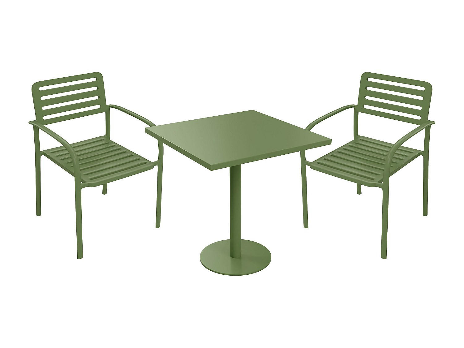 GARTENESSGRUPPE im Set - 2 Personen - Metall - Grün - - Grün, Metall - Vente-Unique