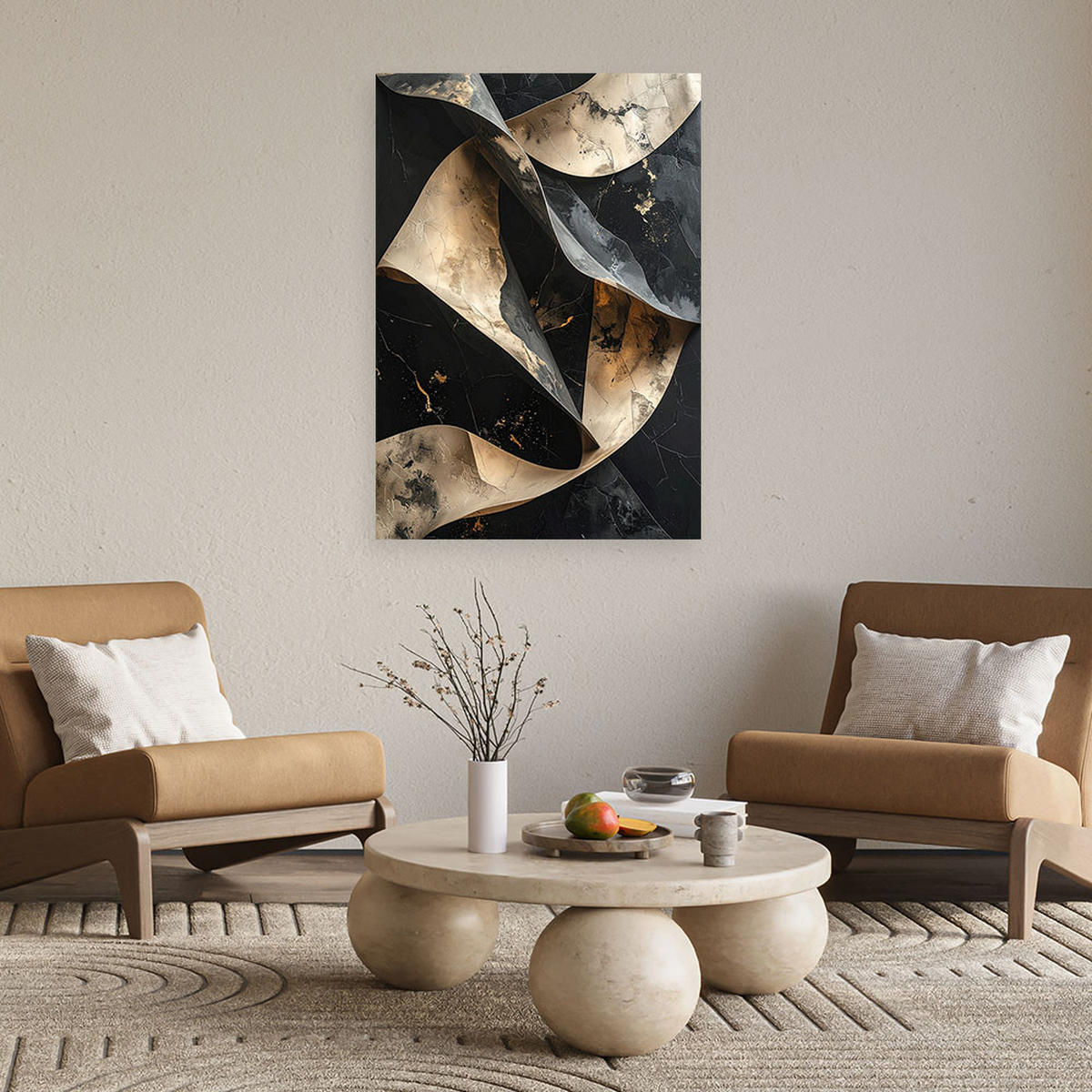 LEINWANDBILD Abstraktion 40x60cm - Schwarz, Textil (40/60cm) - Feeby