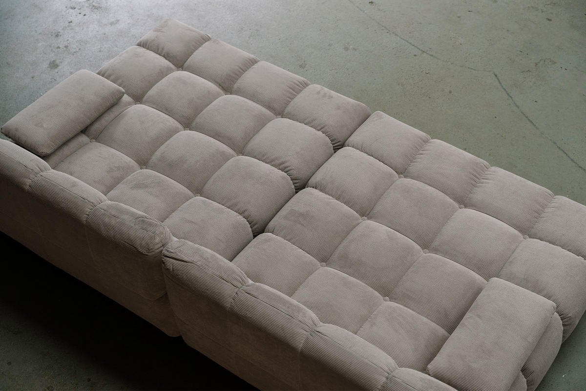 BIG SOFA VIVIEN Grau Cord - Schwarz/Grau, Kunststoff/Textil (296/85/178cm) - KAWOLA