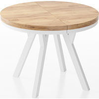 ESSTISCH Lume Weiß runder ausziehbarer, Wotan Eiche 100-150/100/76 cm - Eiche Wotan/Weiß, Holz/Holzwerkstoff (100/100/76cm) - WFL GROUP