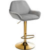 BARHOCKER Samt grau - Goldfarben/Grau, Textil/Metall (51/89/52cm) - CLP