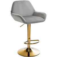 BARHOCKER Samt grau - Goldfarben/Grau, Textil/Metall (51/89/52cm) - CLP