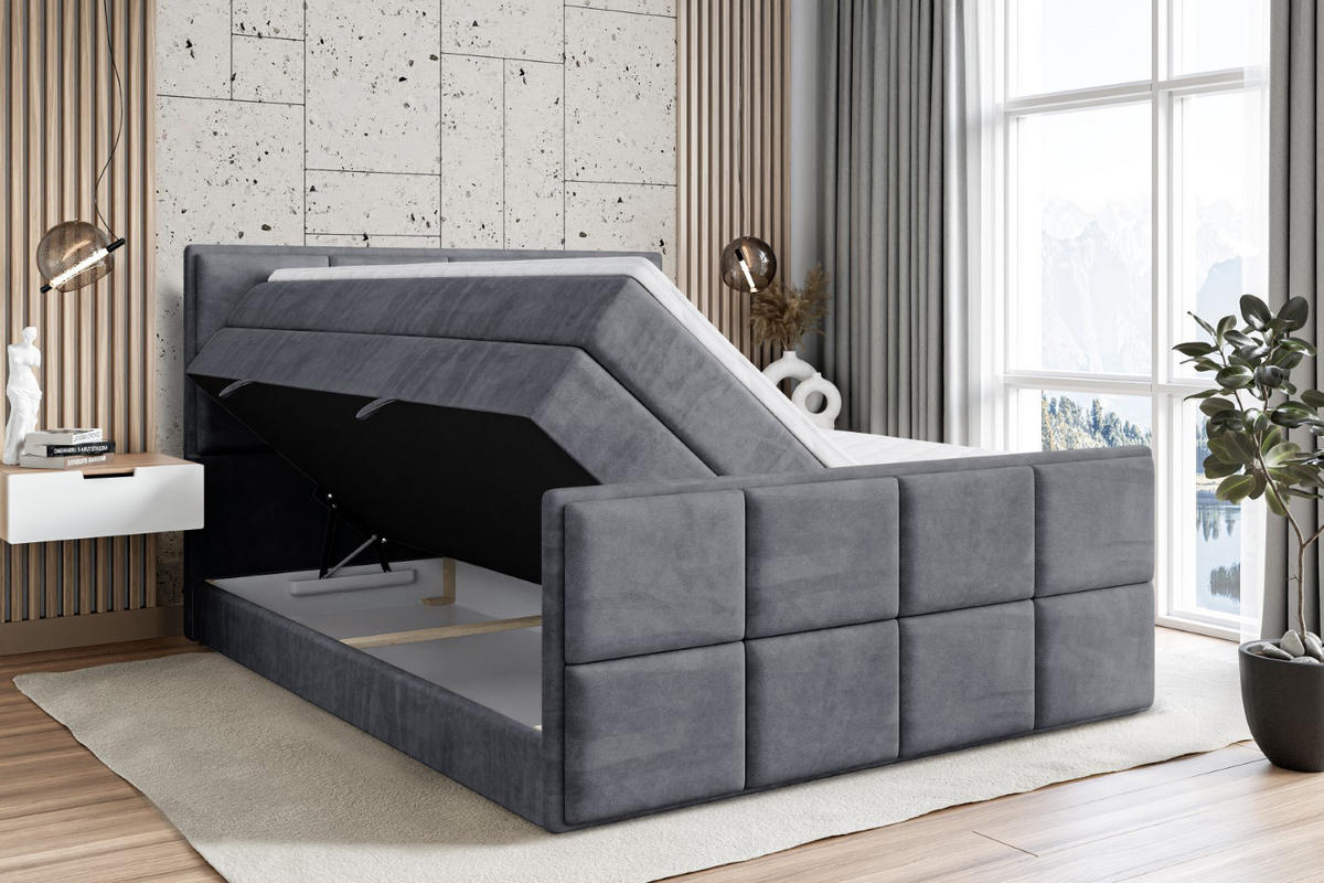 BOXSPRINGBETT NOVA-Z KING - 180 x 200 - H3/H4 - Dunkelgrau - Dunkelgrau, Holzwerkstoff (180/200cm) - ALTDECOR