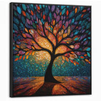LEINWAND Bilder mit Rahmen - Mosaik - Bunt - Baum - Äste - 90x90 - Multicolor, Textil (90/90cm) - MuchoWow