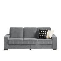 SOFA mit Getränkehaltern 206 cm Cord Grau - Grau, Holzwerkstoff (206/86/72cm) - Meubliv