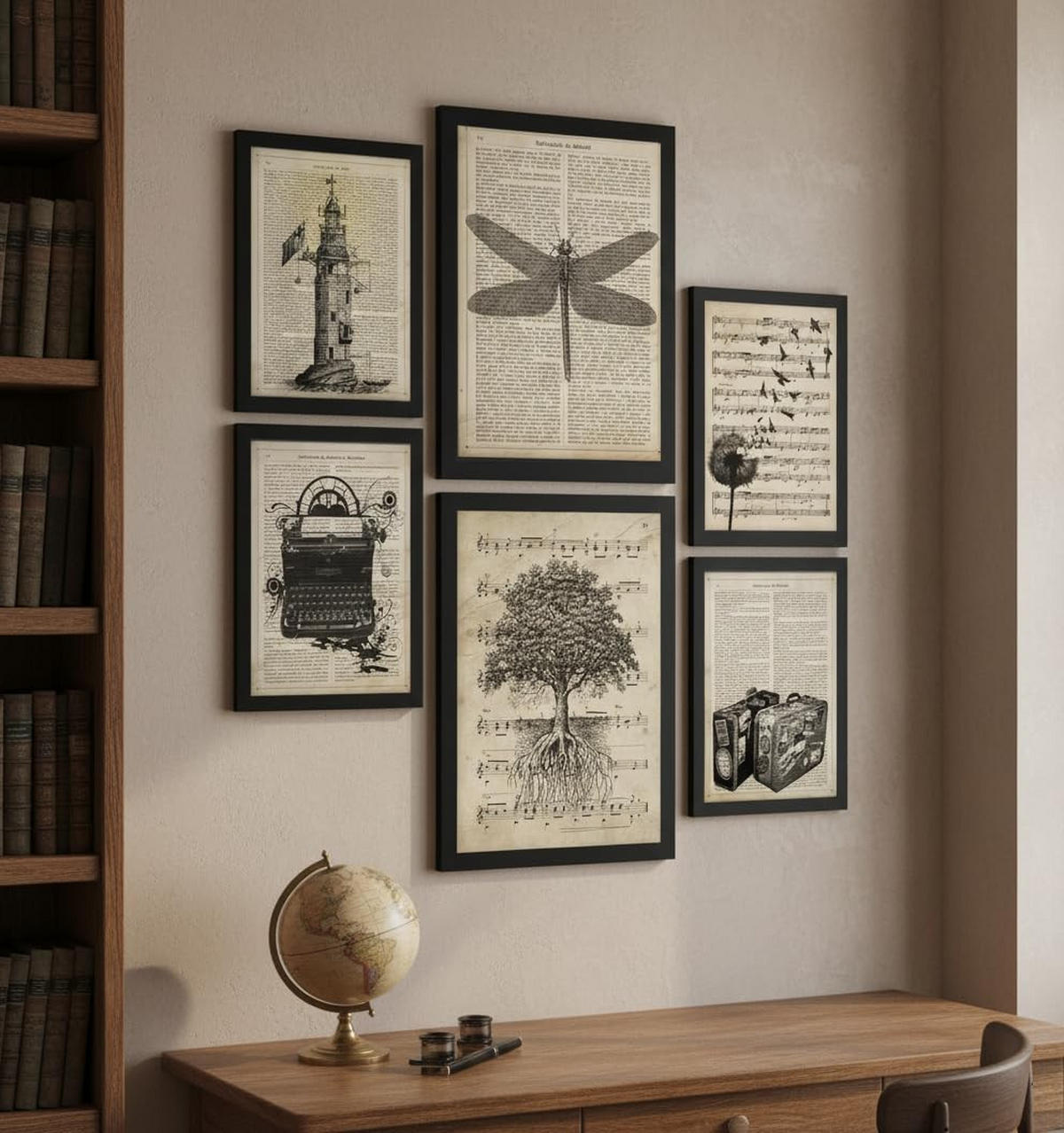 POSTER Set Mit 6 Natur und Reiseenzyklopädie Thema im Retro Vintage Stil A3 & A4 Rahmenlos - Klar, Papier (29/3cm) - Nacnic