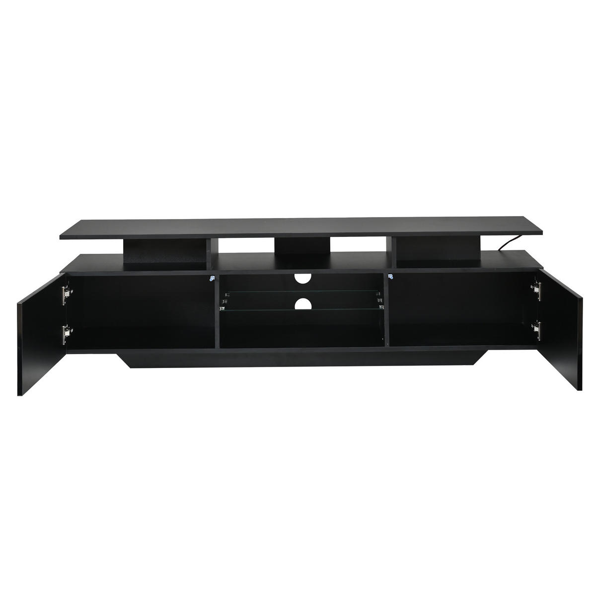 TV-SCHRANK 160/40/45 cm Schwarz Hochglanz mit LED und 2 Schränken - Schwarz, Holzwerkstoff (160/45/40cm) - Oxeza