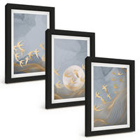 BILDER SET 3er Set - 20x30 cm Schwarzer Rahmen - Vögel, die am Himmel fliegen - Schwarz, Kunststoff (20/30cm) - TULUP