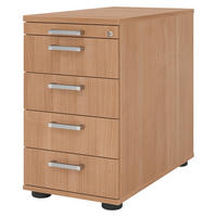 STANDCONTAINER - mit 4 Schubladen 80/42,8/72 cm in Nussbaumfarben Chromgriff (Metall) - Nussbaumfarben, Holzwerkstoff (42.8/72/80cm) - bümö