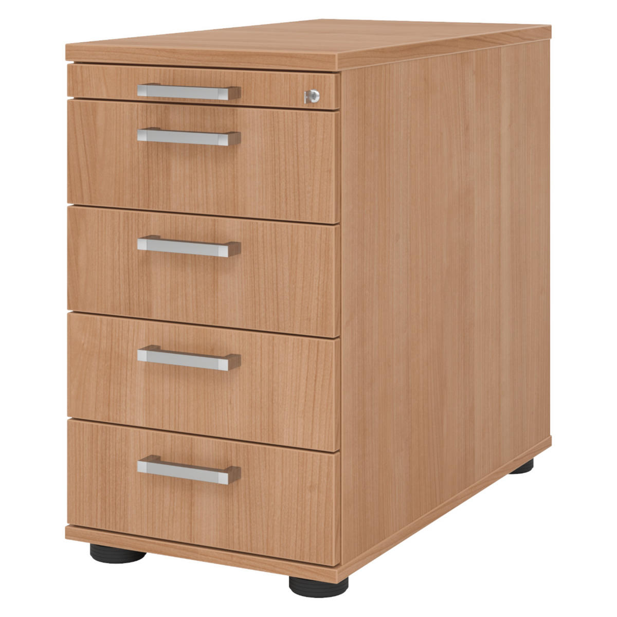 STANDCONTAINER - mit 4 Schubladen 80/42,8/72 cm in Nussbaumfarben Chromgriff (Metall) - Nussbaumfarben, Holzwerkstoff (42.8/72/80cm) - bümö