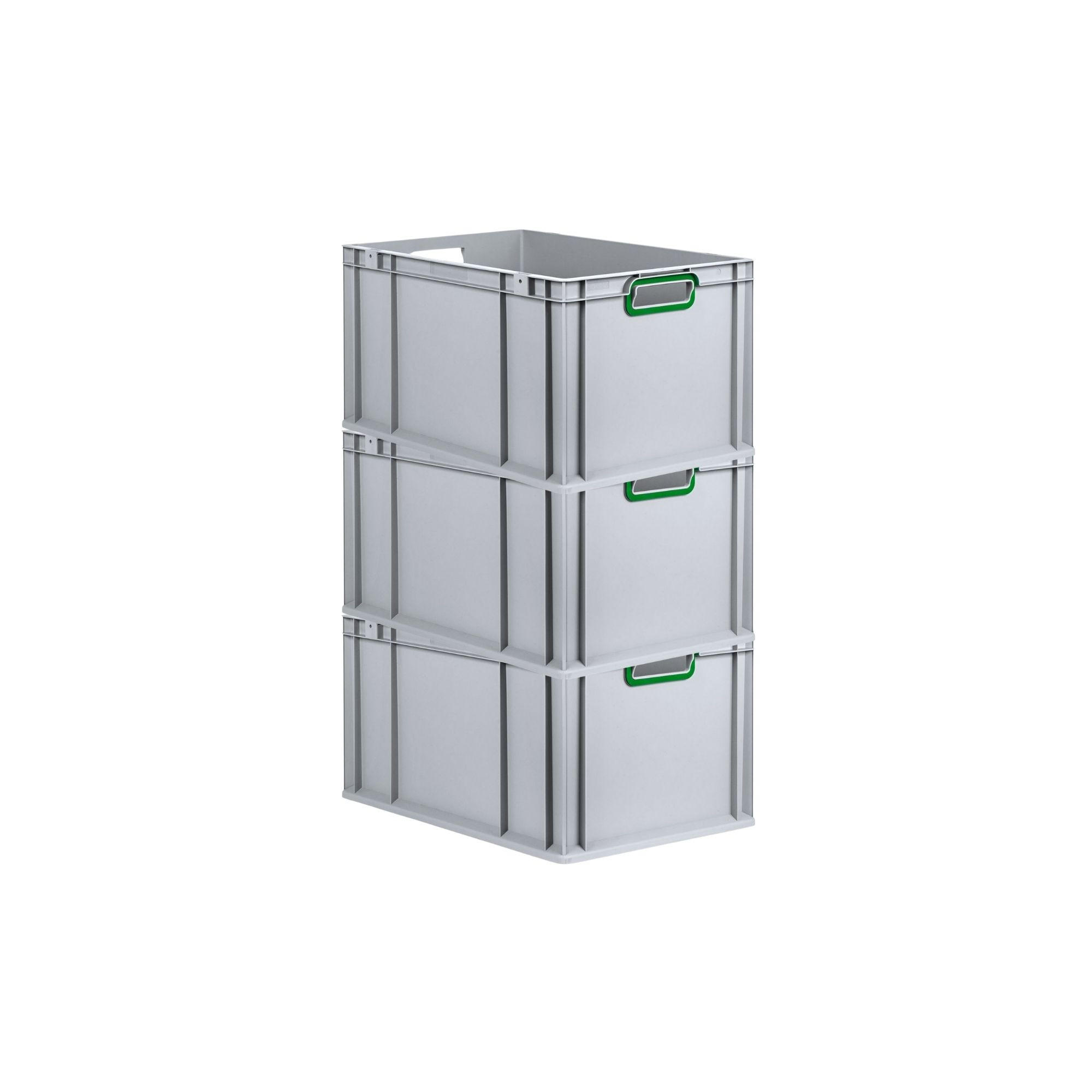 EUROBOX 3x Nextgen Color 32x40x60cm 65 Liter Griffe Grün Offen - Grün, Kunststoff (40/22/60cm) - PROREGAL