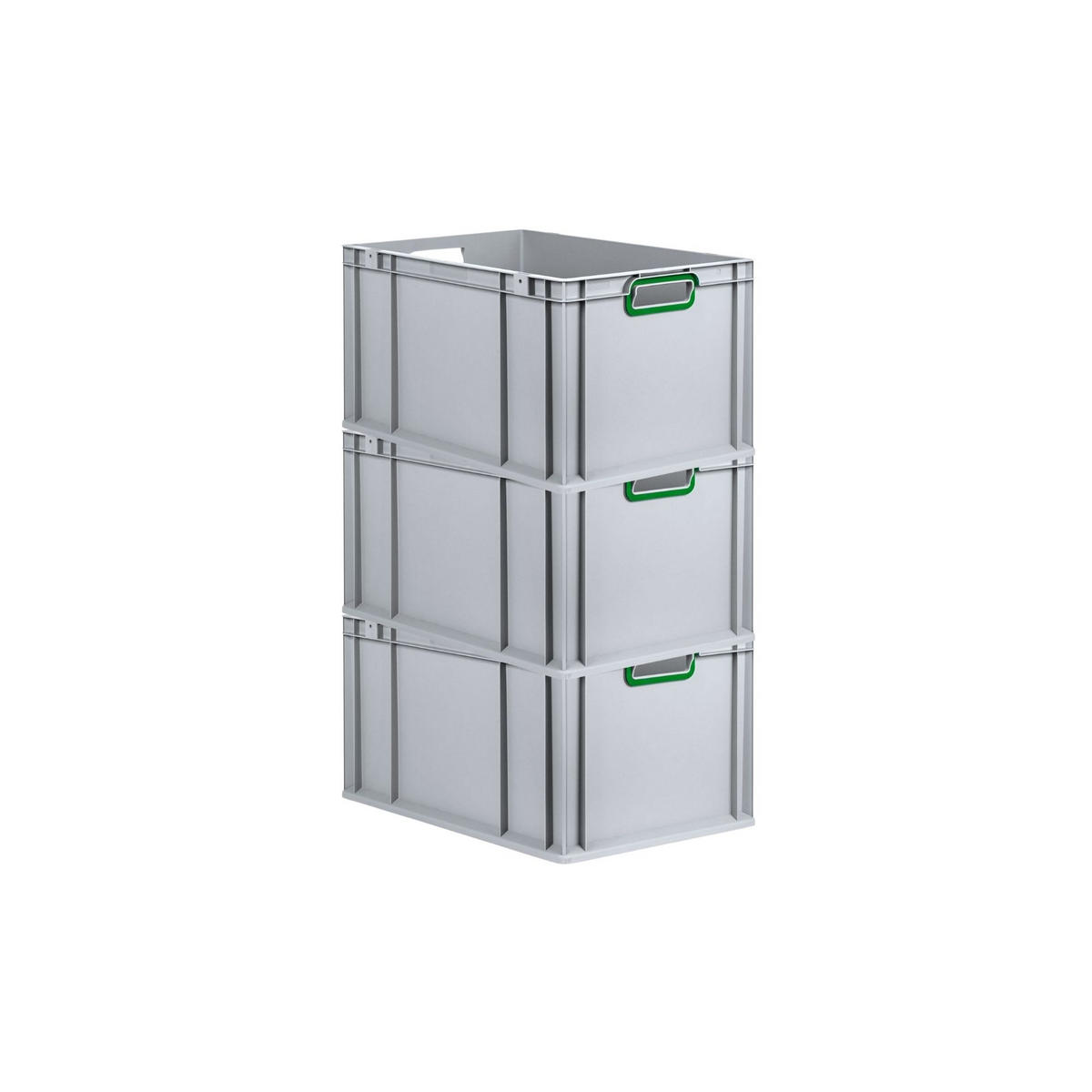 EUROBOX 3x Nextgen Color 32x40x60cm 65 Liter Griffe Grün Offen - Grün, Kunststoff (40/22/60cm) - PROREGAL