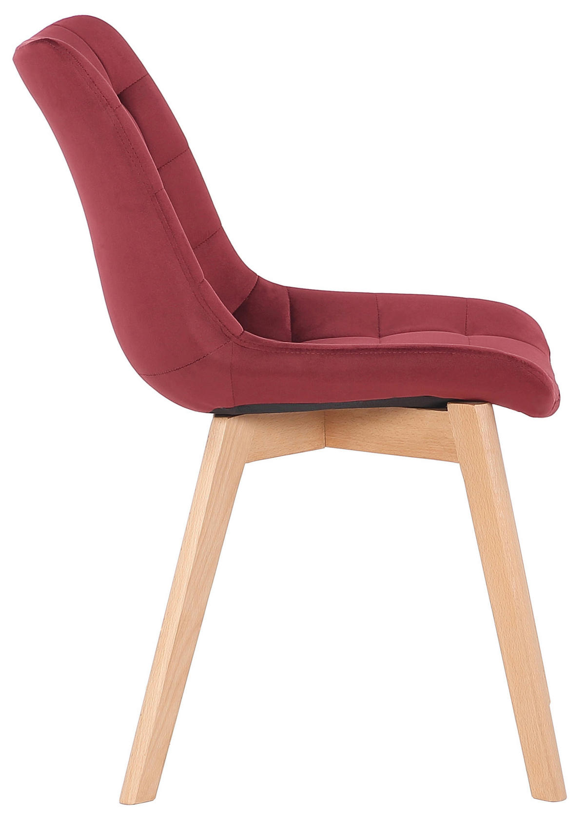 STUHL Samt Rot - Eukalyptusholzfarben/Rot, Holz/Textil (46/82/61cm) - CLP