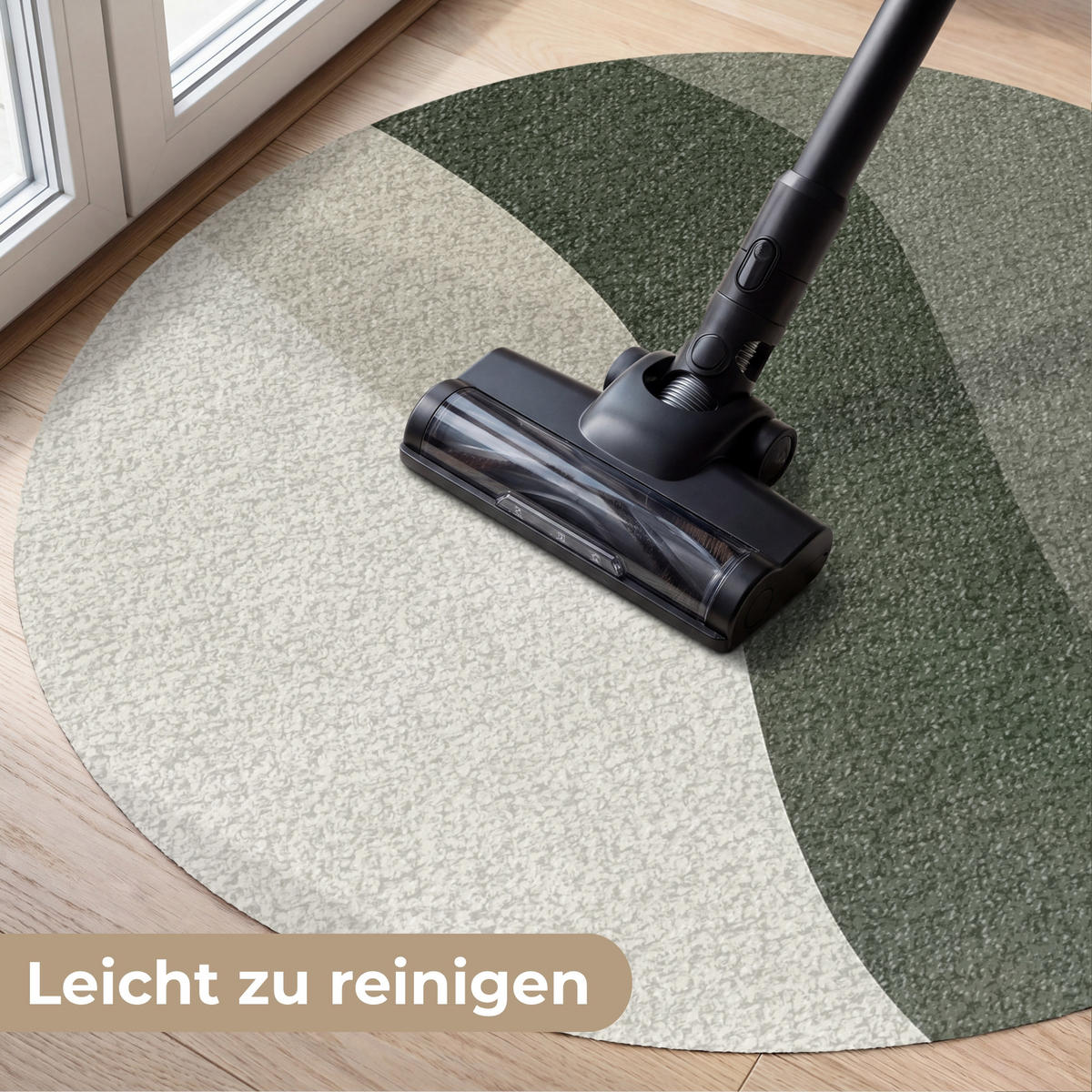 ROHOŽKA Japonsko - Zelená - Abstraktní - Moderní 90x90 cm - olivově zelená, textil/umělá hmota (90/0.4cm) - MuchoWow