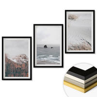 WANDBILDER 3er-Set - 40x60 cm Schwarzer Rahmen - Berge, Wolken, Meer, Sand, Natur - Schwarz, Kunststoff (40/60cm) - ArtPrintCave