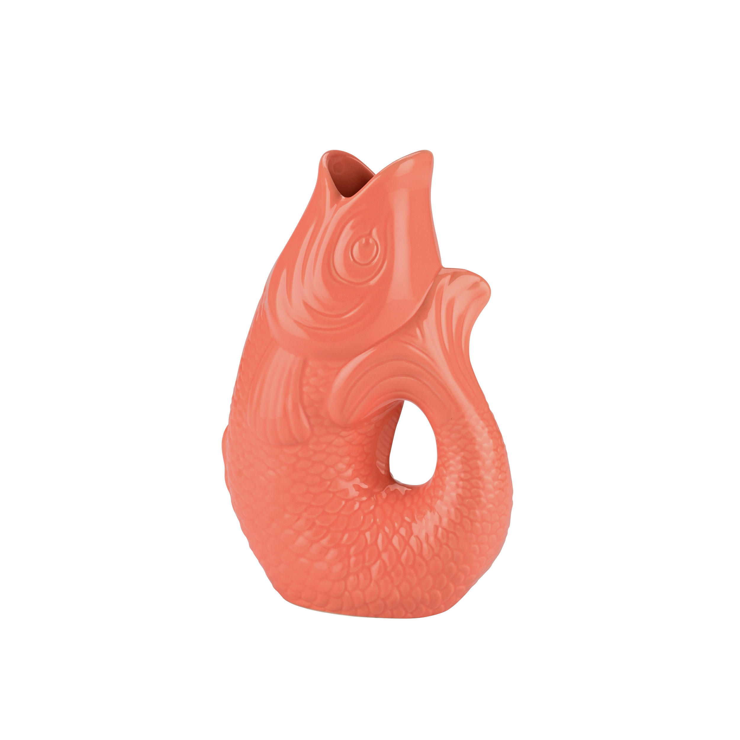 VASE Monsieur Carafon S, Fisch-Form, Steingut, Salmon, 25.2 cm - Orange, Keramik (30cm) - Gift Company