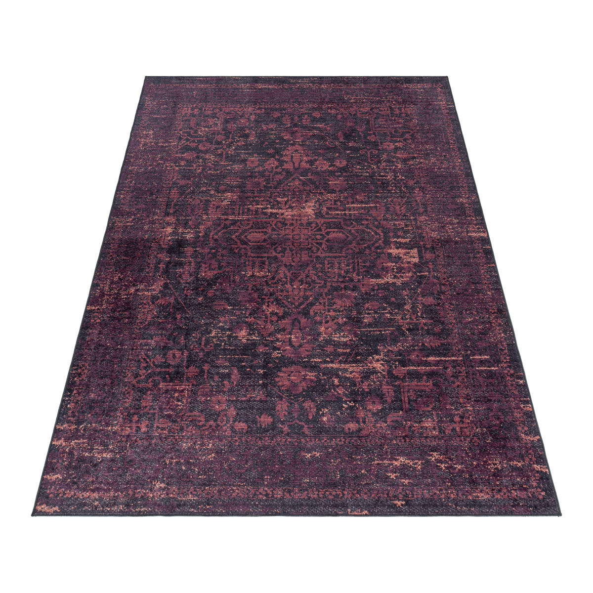 TEPPICH Waschbar Flachgewebe Vintage Look Polyester Wohnzimmer Rot Rechteckig 200x290 - Rot, Textil (200/290cm) - KADIMA DESIGN
