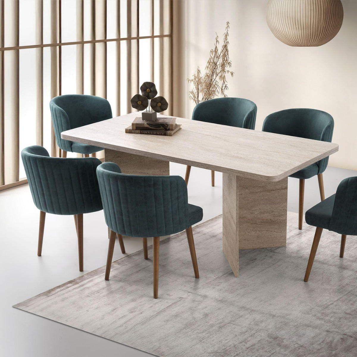 ESSTISCH mit rechteckiger Platte und 2 Beinen 180/90/77 cm - Beige, Holzwerkstoff (180/90/77cm) - Calicosy