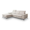 ECKSOFA MALIBU mit Schlaffunktion und Bettkasten, Farbe: Beige, Velourstoff, Ottomane Links - Beige, Textil (276/184cm) - VENASI MÖBEL