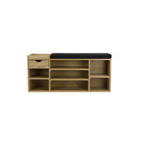 GARDEROBENBANK CARTAGENA, Stoff, Sonoma, 100 x 30 x 45 cm - Hellbraun/Schwarz, Holzwerkstoff/Textil (100/45/30cm) - KADIMA DESIGN