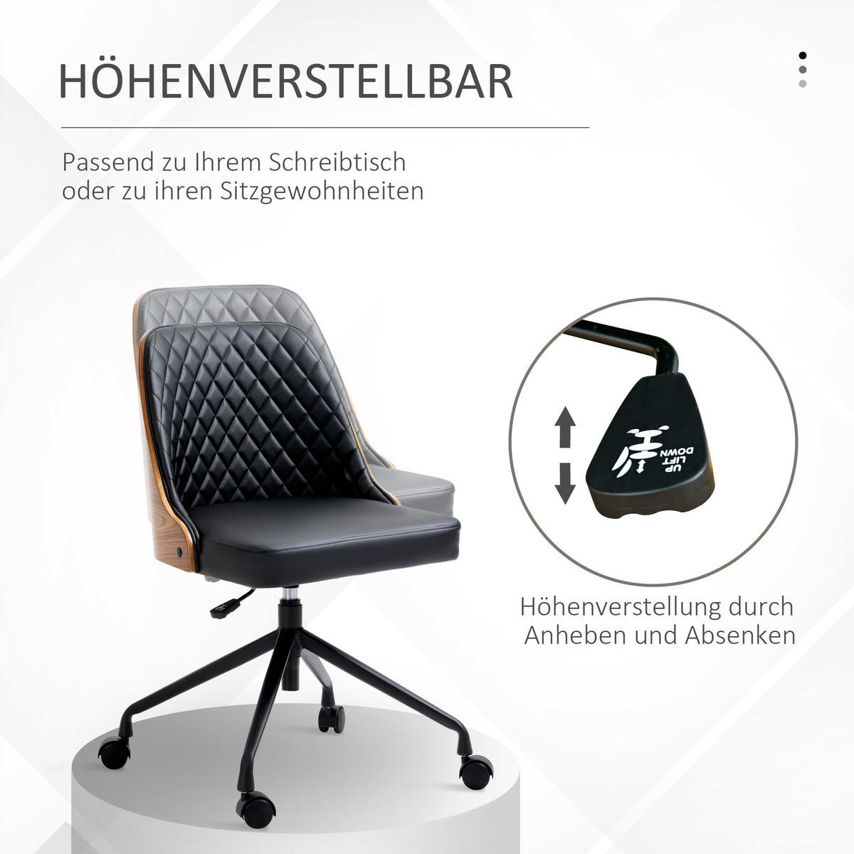 BÜROSTUHL Schreibtischstuhl Drehstuhl höhenverstellbarer ergonomisch Schwarz - Schwarz, Metall (54.5/87/48.5cm) - Vinsetto