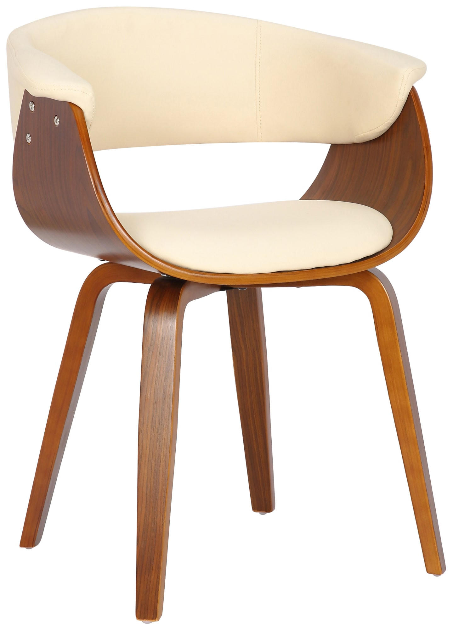 STUHL Lederlook Creme - Walnussfarben/Creme, Holz/Textil (60/75/55cm) - CLP