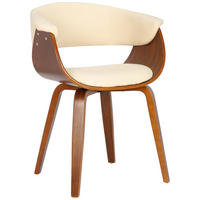 STUHL Lederlook Creme - Walnussfarben/Creme, Holz/Textil (60/75/55cm) - CLP